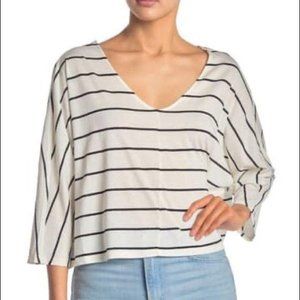 Cupcakes and Cashmere cropped oversized dolman top black white striped S NWT